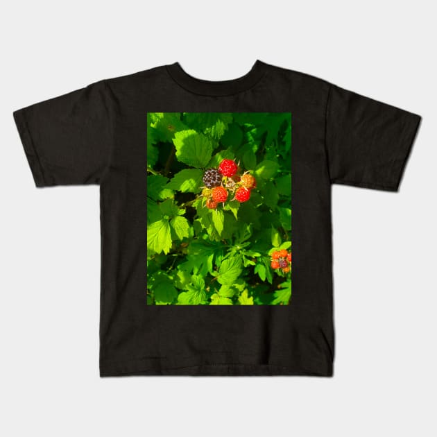 Wild Black Raspberries Kids T-Shirt by etherealwonders